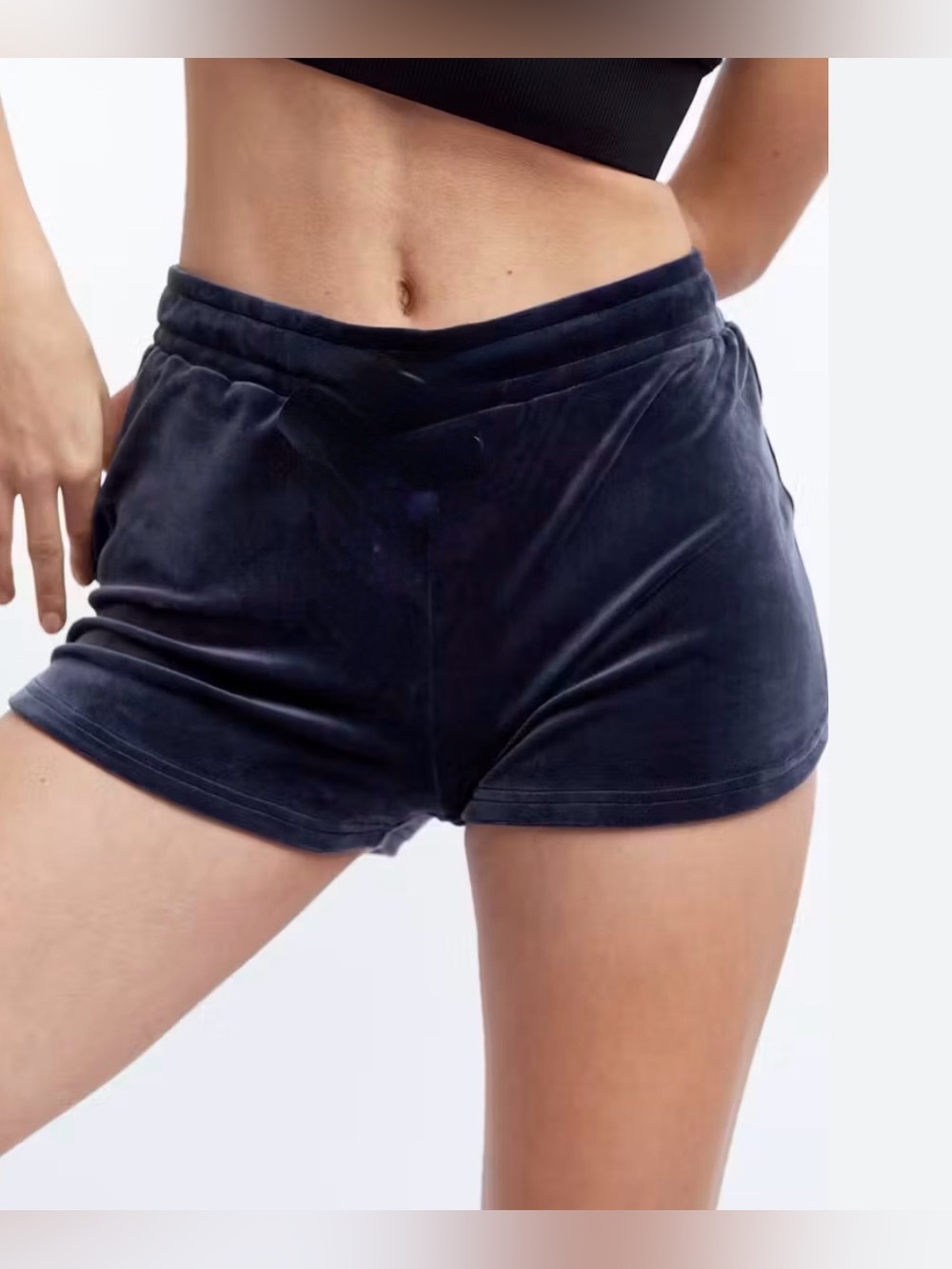 Victoria's Secret Navy High-Waist Velvet Lounge Shorts M